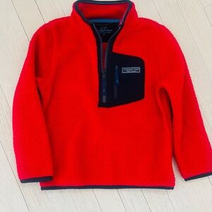 Vineyard Vines Kids Red and navy Fleece pullover